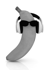 Image showing banana with sun glass and headphones front 