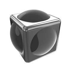 Image showing Sphere in a cube 3d design element