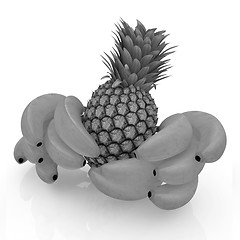 Image showing pineapple and bananas