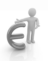 Image showing 3d people - man, person presenting - euro sign