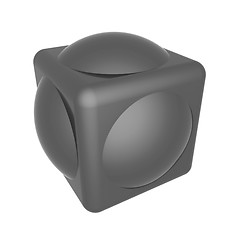 Image showing Sphere in a cube 3d design element