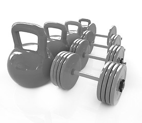 Image showing Colorful weights and dumbbells 