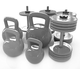 Image showing Colorful weights and dumbbells 