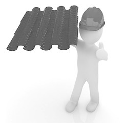 Image showing 3d man presents the roof tiles 