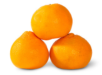 Image showing Pyramid Of Three Ripe Tangerines