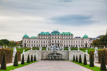 Image showing Belvedere palace in Vienna, Austria on a cloudy day