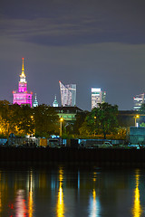 Image showing Warsaw cityscape at night