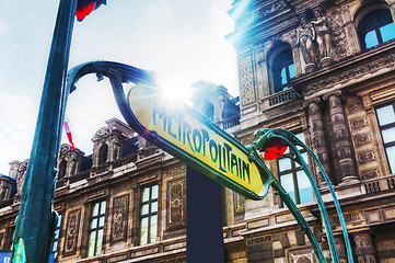 Image showing Metropolitain sign in Paris, France