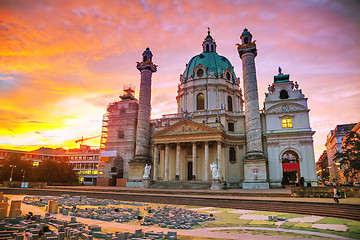 Image showing St. Charles's Church (Karlskirche) in Vienna, Austria