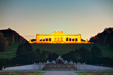 Image showing Gloriette Schonbrunn in Vienna at sunset