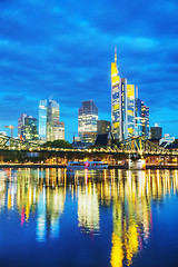 Image showing Frankfurt cityscape at sunset