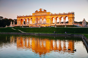 Image showing Gloriette Schonbrunn in Vienna at sunset