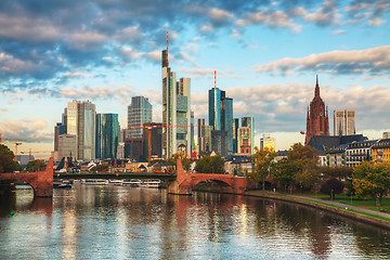 Image showing Frankfurt cityscape at sunrise