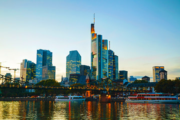 Image showing Frankfurt cityscape at sunset