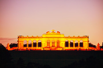 Image showing Gloriette Schonbrunn in Vienna at sunset