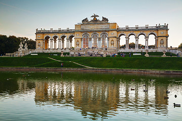 Image showing Gloriette Schonbrunn in Vienna at sunset