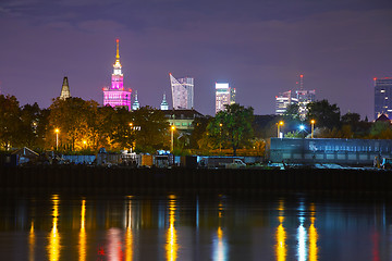 Image showing Warsaw cityscape at night