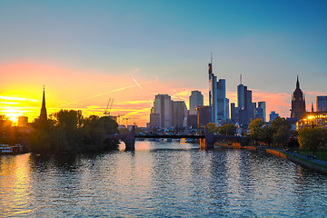 Image showing Frankfurt cityscape at sunset