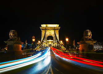 Image showing Szechenyi chain bridge in Budapest, Hungary