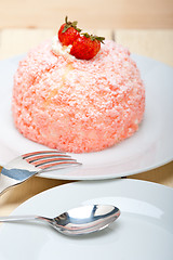 Image showing fresh strawberry and whipped cream dessert