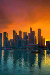 Image showing Singapore Skyline at sunset