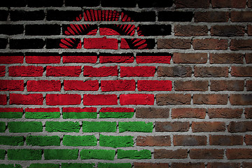 Image showing Brick wall texture with flag