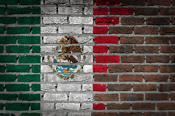 Image showing Brick wall texture with flag