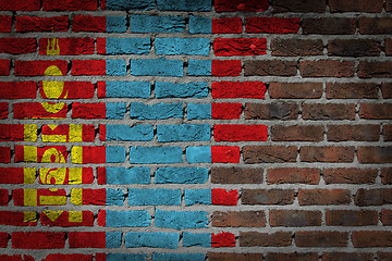 Image showing Brick wall texture with flag