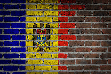 Image showing Brick wall texture with flag