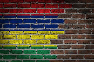 Image showing Brick wall texture with flag