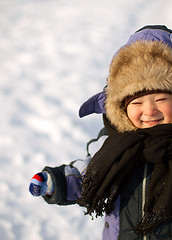 Image showing Little Boy Have Winter Fun
