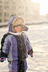 Image showing Little Boy Have Winter Fun