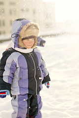 Image showing Little Boy Have Winter Fun