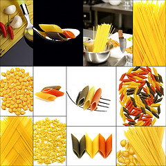 Image showing various type of Italian pasta collage