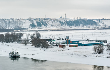 Image showing View at Abalak Znamensky monastery and fish plant