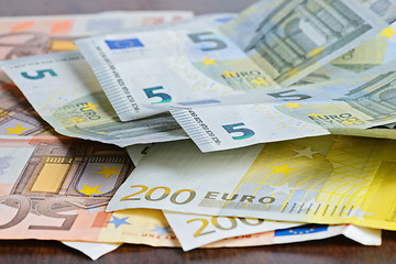 Image showing Close-up of Euro banknotes