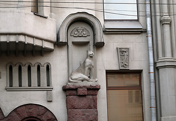 Image showing Sculpture of a cat on a historic building
