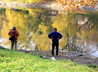 Image showing fishermen on the river