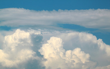 Image showing beautiful white cumulus clouds against