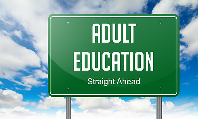 Image showing Adult Education on Highway Signpost.