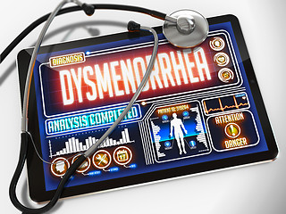 Image showing Dysmenorrhea Diagnosis on the Display of Medical Tablet.