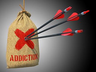 Image showing Addiction on a Hanging Sack.