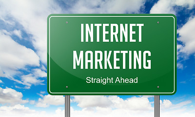 Image showing Internet Marketing on Highway Signpost.