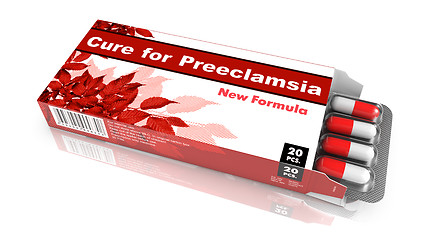 Image showing Cure For Preeclampsia, Red Open Blister Pack.