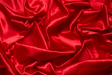 Image showing Red satin/silk fabric 