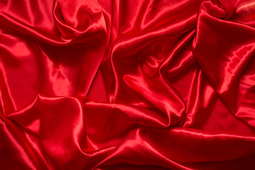 Image showing Red satin/silk fabric 