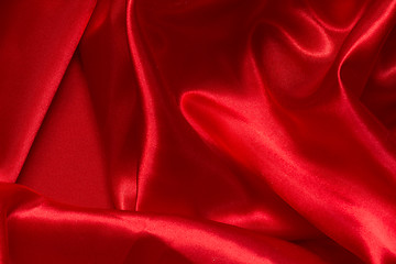 Image showing Red satin/silk fabric 
