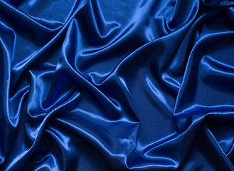 Image showing Blue satin/silk fabric 