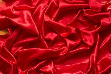 Image showing Red satin/silk fabric 