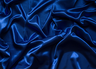 Image showing Blue satin/silk fabric 